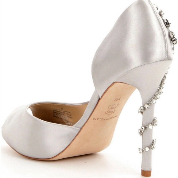 ANTONIO MELANI CAREAN SATIN RHINESTONE JEWEL DETAIL PEEP-TOE PUMP (R) - Picture 3 of 11